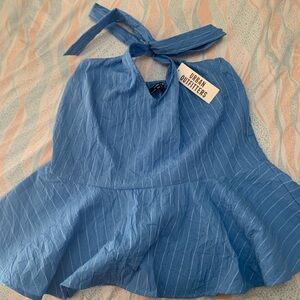 Silence + Noise Blue Halter Top